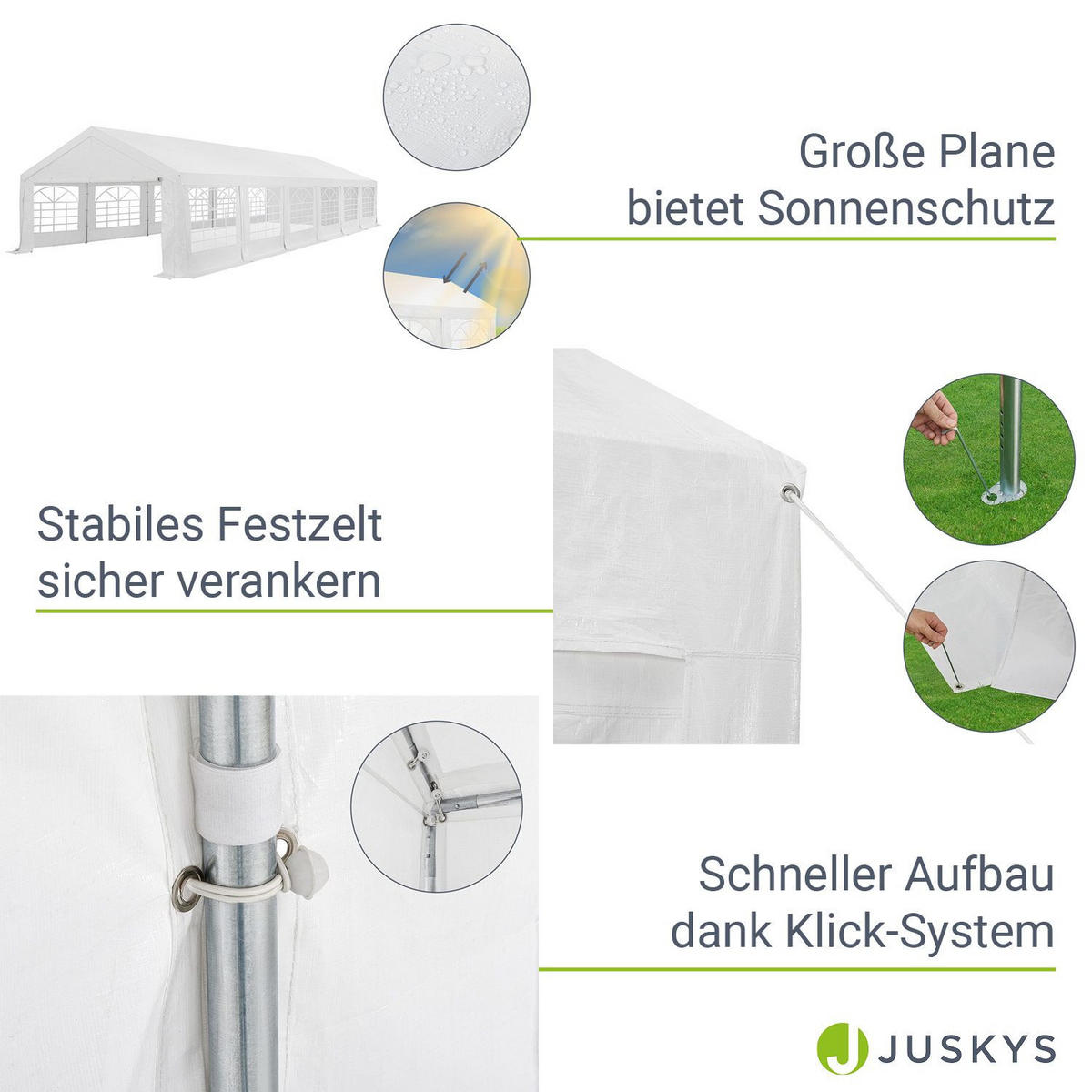 FESTZELT Partyzelt Gala weiß 6x12 m - Weiß, Kunststoff (600/292/1200cm) - Juskys
