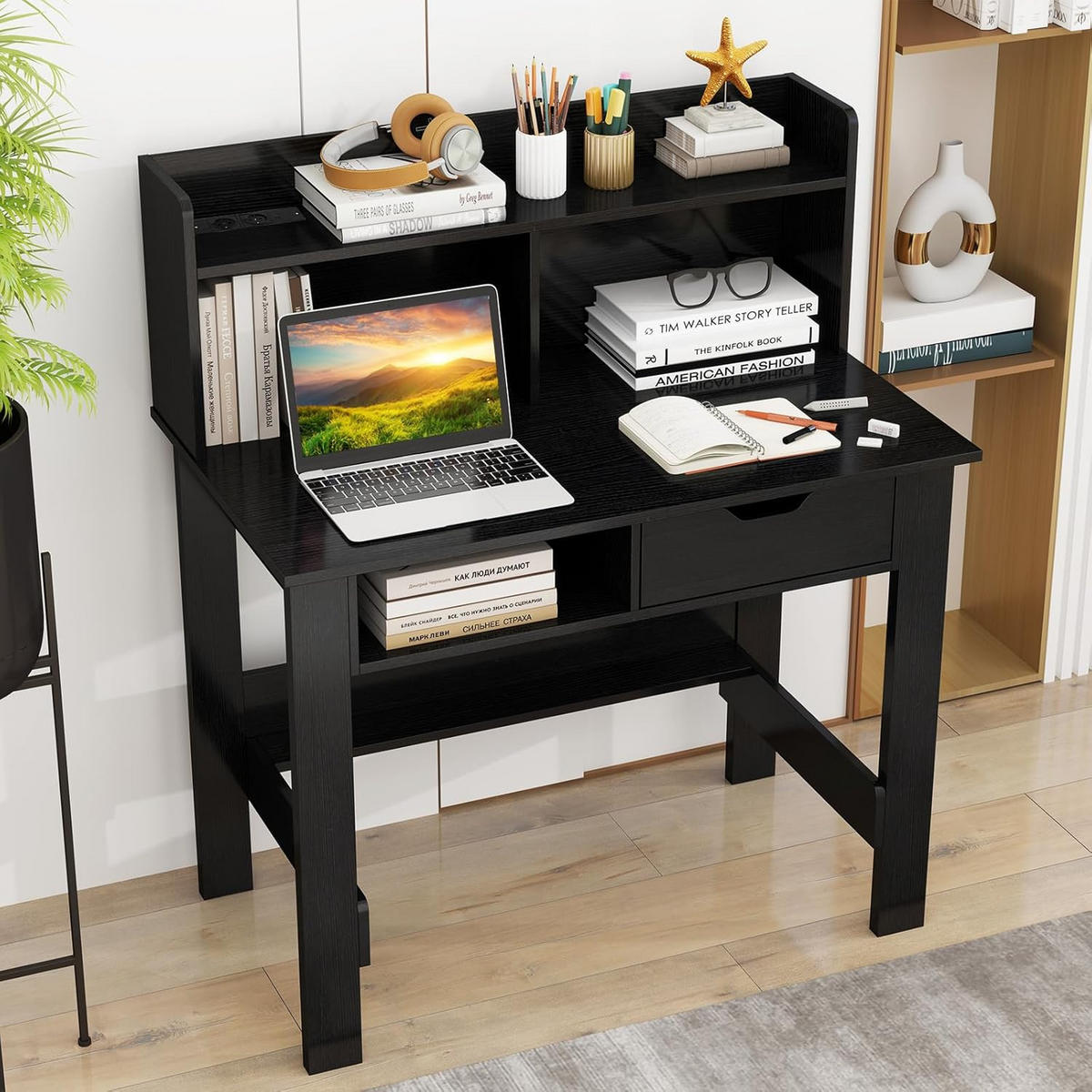 DATORBORD Svart - Svart, Träbaserade material (56/95/109.5cm) - COSTWAY