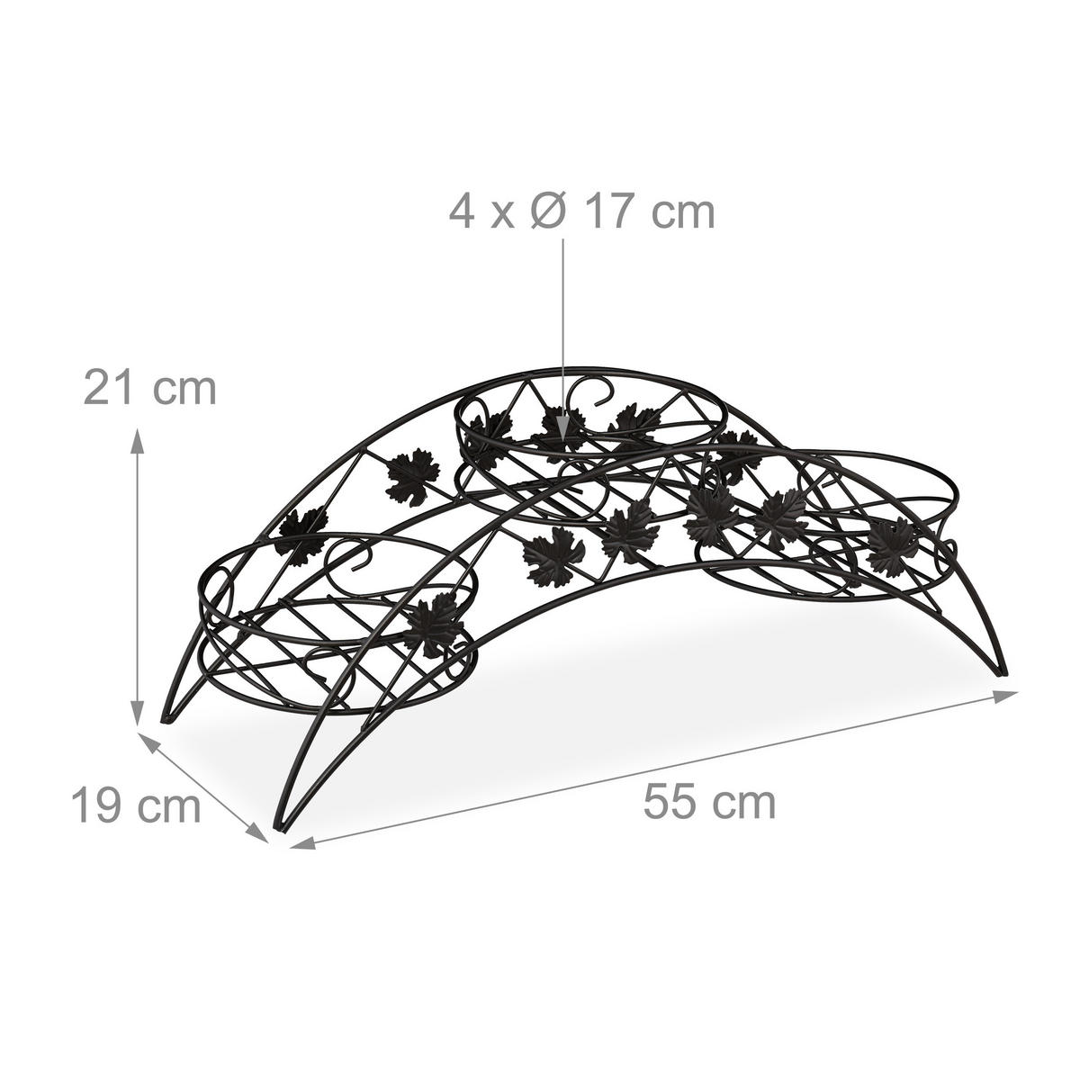 BLUMENTREPPE - Schwarz, Metall (55/21/19cm) - Relaxdays
