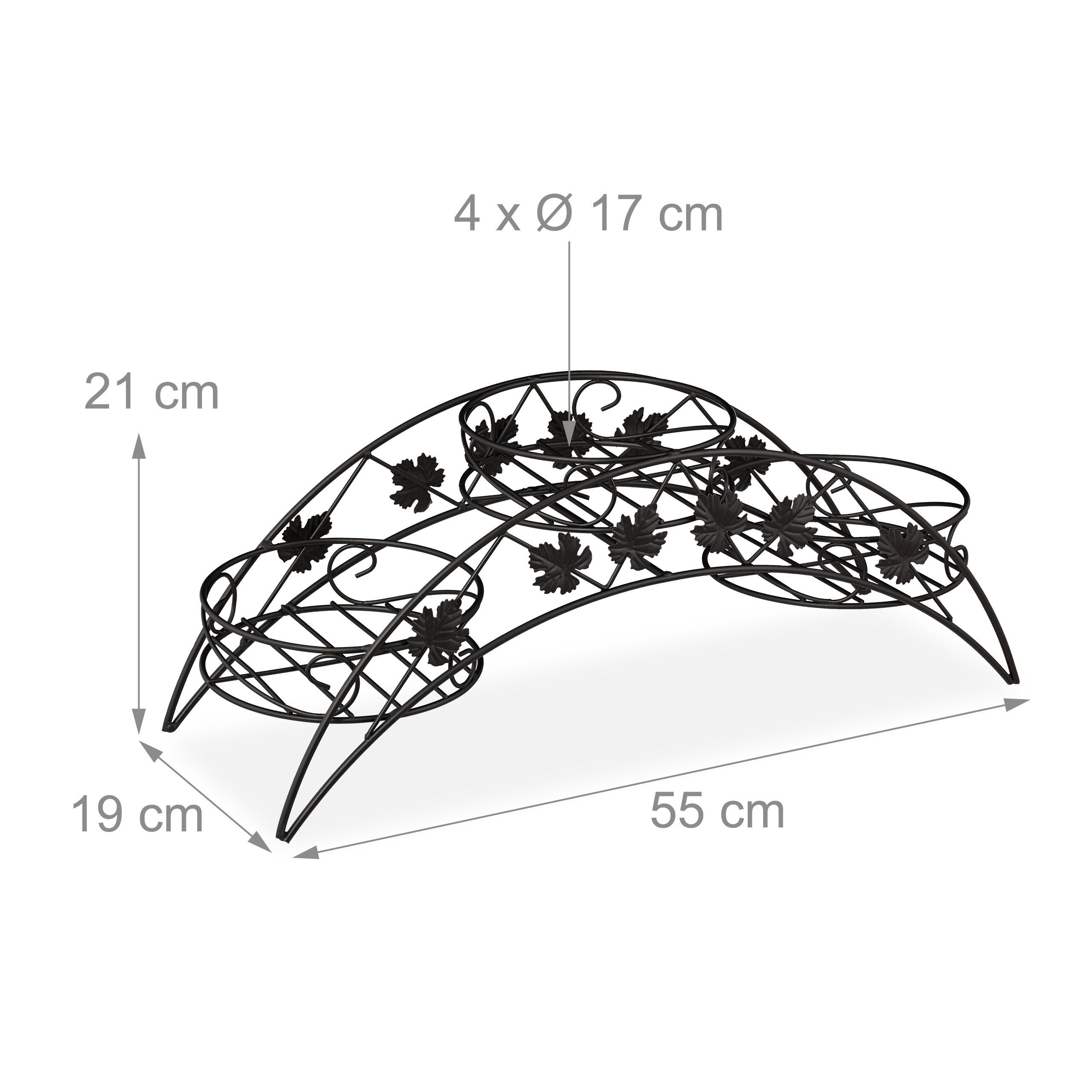 Thumbnail - Relaxdays Blumentreppe, Schwarz, Metall, 55x21x19 cm, Wohnzimmer, Wohnzimmertische, Blumenständer