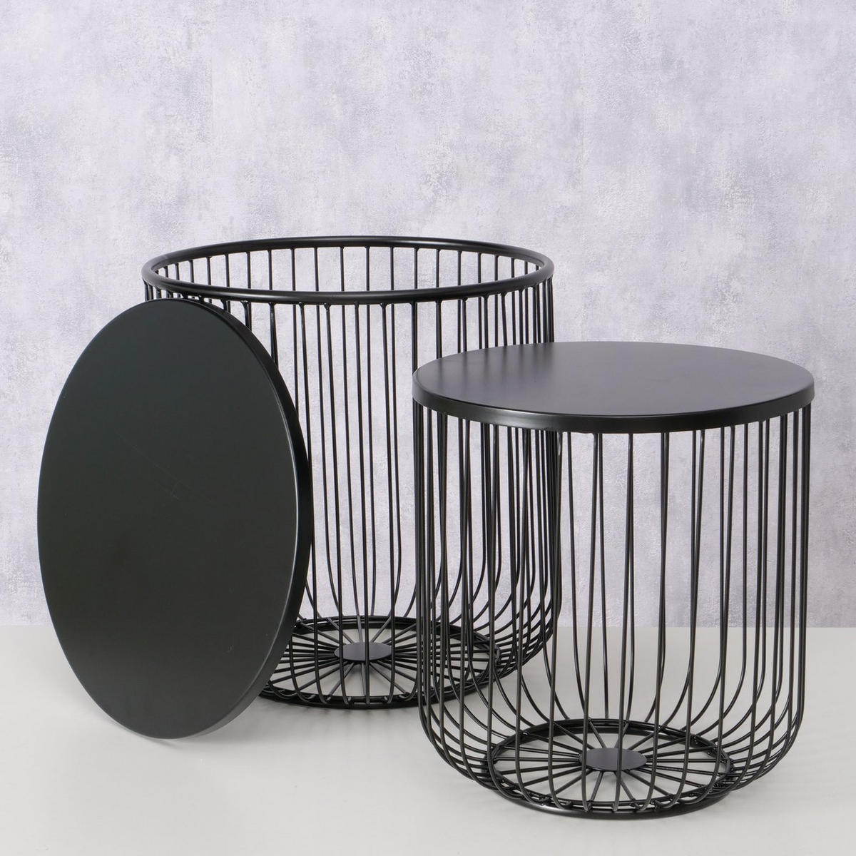METALLTISCHE 2er Set Cindy Schwarz - Schwarz, Metall (45/45/47cm) - Boltze Home