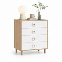KINDER-NACHTTISCH in Weiß Schlafzimmerkommode mit Schubladen und Stützen für Schlafzimmer, B80/T54/H90cm - Naturfarben/Weiß, Holzwerkstoff (80/90/54cm) - STILVORA