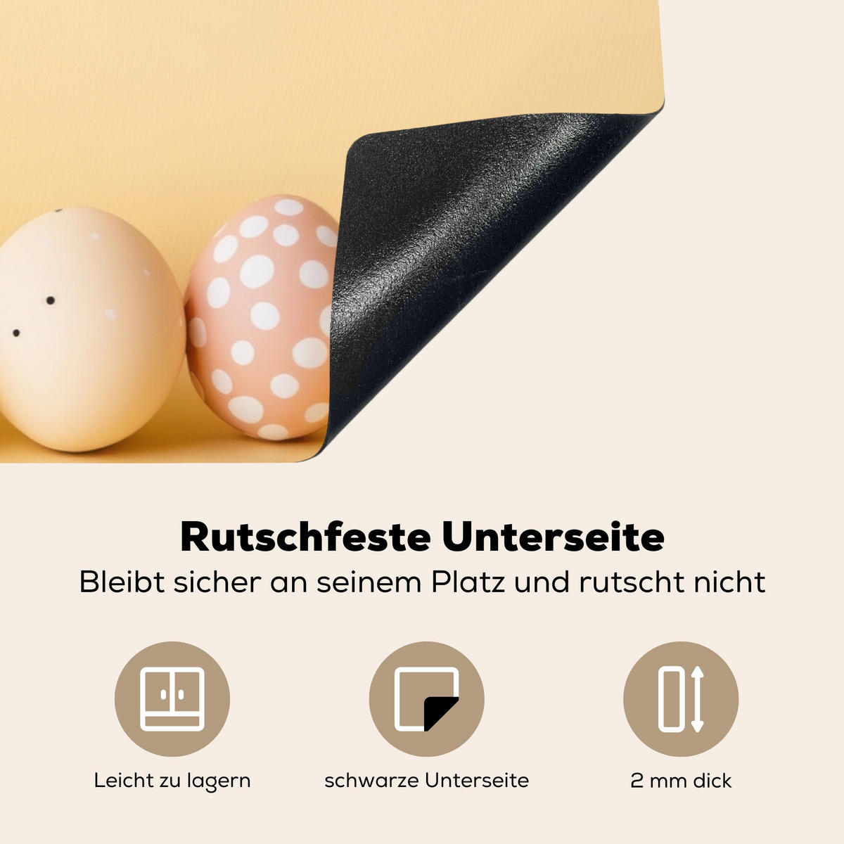 HERDABDECKPLATTE Eier - Kaninchen - Pastellfarbtöne Induktionsschutz 91.2x52 cm - Hellgelb, Kunststoff (91.2/52/0.2cm) - MuchoWow