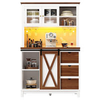 BUFFET LED Schiebetür 3 Schubladen Weiß - Weiß, Metall (104/180/40cm) - FLIEKS