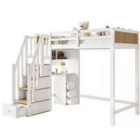 HOCHBETT 90/200 cm aus Kiefer und MDF mit Schreibtisch und Stauraumtreppe Weiß/Natur - Weiß, Holz (90/200cm) - Modenvie