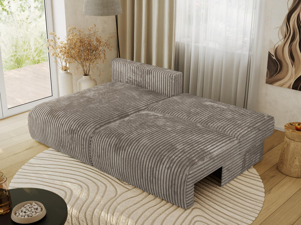 ECKSCHLAFSOFA VIVO L Hellbraun Cord - links - Hellbraun/Schwarz, Kunststoff/Textil (223/150cm) - MKS