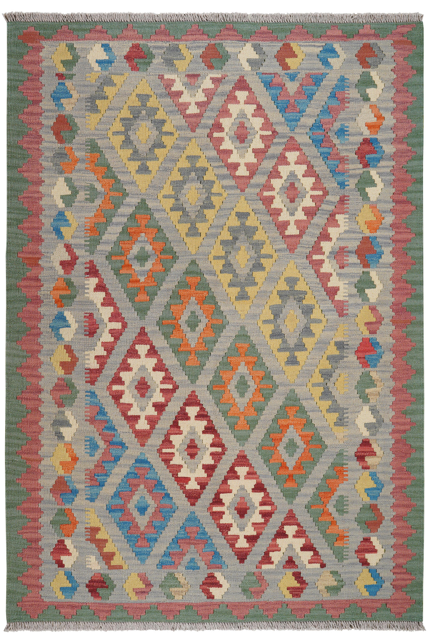 HANDWEBTEPPICH Kelim Gashgai Grau 186/128 cm Schurwolle - Grau, Textil (128/186cm) - Looma
