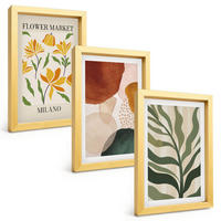 BILDER SET 3er Set - 20x30 cm Goldrahmen - Florale abstrakte Formen - Goldfarben, Kunststoff (20/30cm) - TULUP