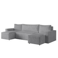 ECKSOFA LIVIO U mit Schlaffunktion und Bettkasten – Moderne Wohnlandschaft in U-Form (POSO 55) - Grau, Holz (300/90/142cm) - Dekori_Interiors