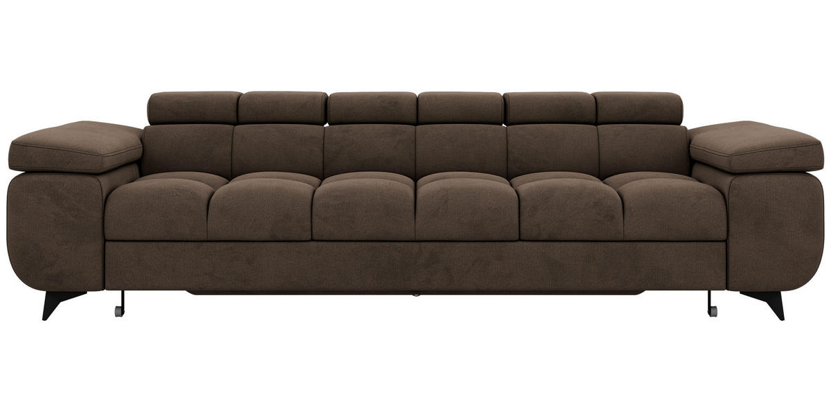 TŘÍMÍSTNÁ POHOVKA NIDELLO - Hnědá Samet - černá/hnědá, kov/textil (260/70/97cm) - MKS