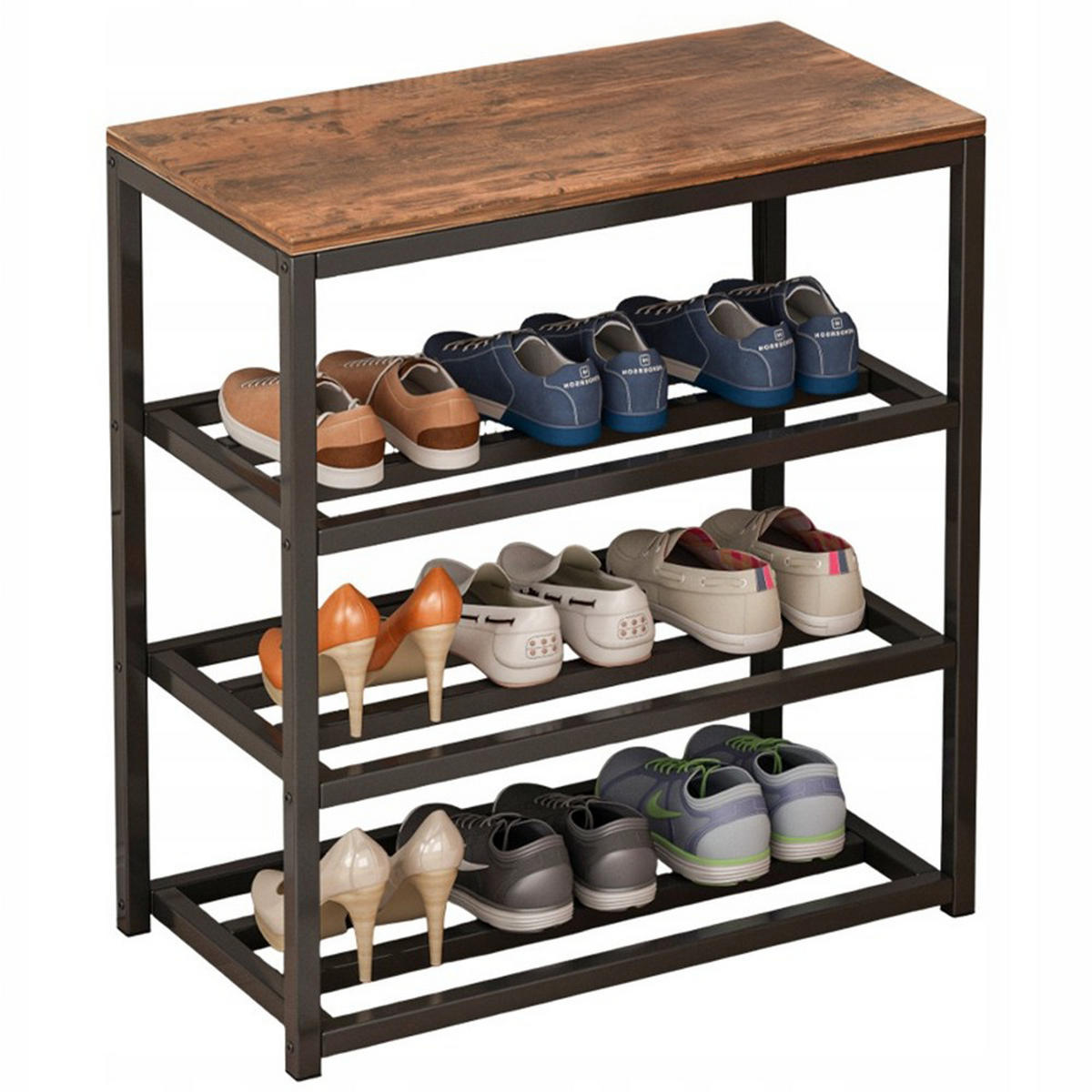 SCHUHSCHRANK, braun 50/30/60 cm - Schwarz/Braun, Holzwerkstoff (50/60/30cm) - Rebiko