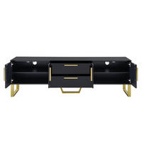 TV-ELEMENT 170/40/53.5 cm Schwarz mit 2 Schubladen, goldene Griffe und Füße - Schwarz, Holz (170/53.5/40cm) - Oxeza