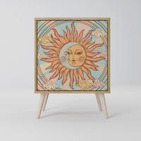SIDEBOARD MYSTICAL STRUCTURE, Eichefarben, 57,5x42x77,5 cm, Schräge Buchenholzfüße - Eichefarben/Buchefarben, Holzwerkstoff/Buchenholz (57.5/77.5/42cm) - SpaceRebels