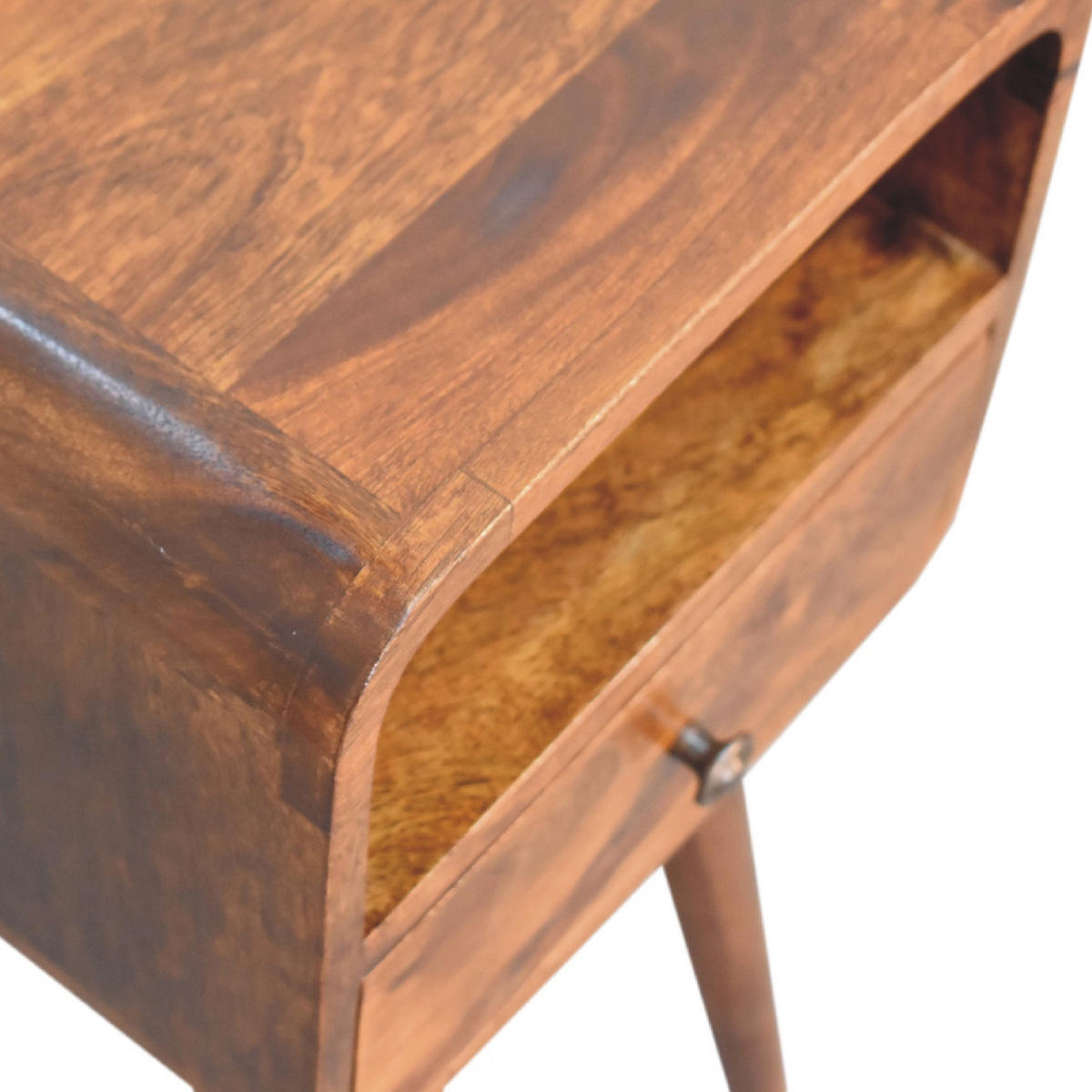 NACHTTISCH mit offener Ablage - Messingfarben/Braun, Holz/Metall (30/55/30cm) - Artisan Furniture