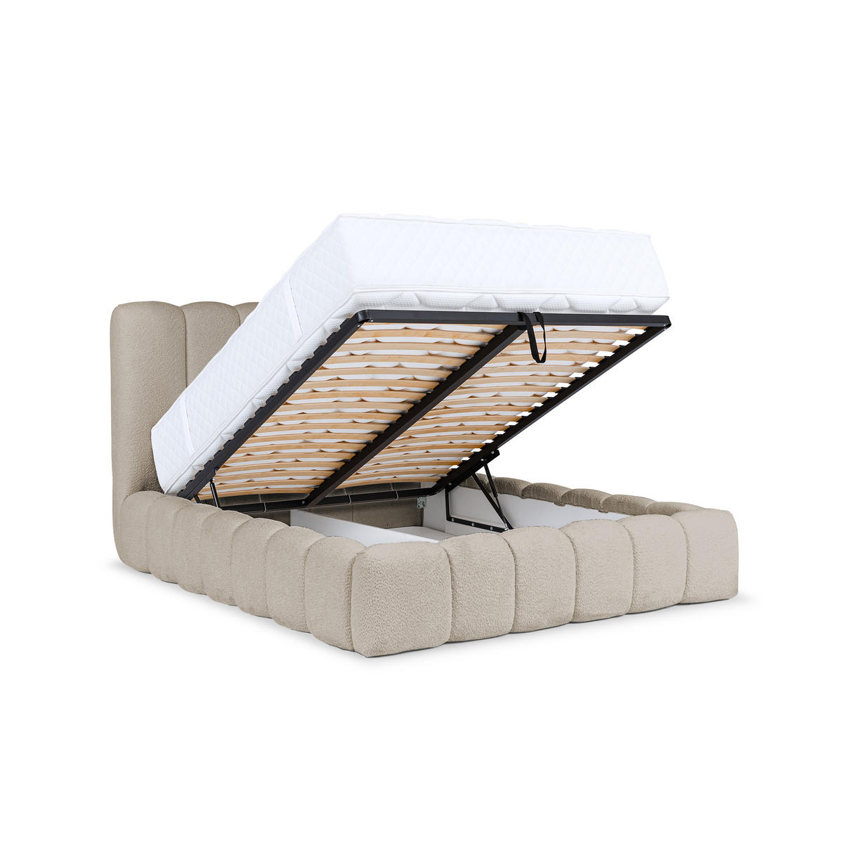 POLSTERBETT mit Stauraum 200x200 cm in Beige - Beige, Textil (200/200cm) - Home Collective