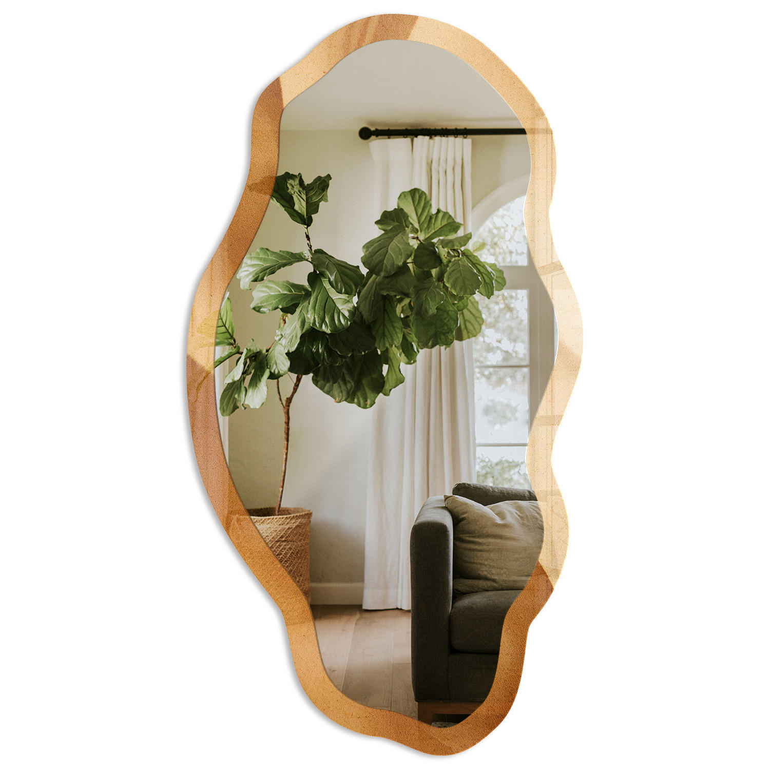 SPIEGEL 90x45 cm asymmetrisch mit Druck - Sandwellen - Transparent, Glas (45/90/0.4cm) - TULUP