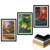 WANDBILDER 3er-Set - 40x60 cm Schwarzer Rahmen - Herbstfarbene Lilienterrasse - Schwarz, Kunststoff (40/60cm) - ArtPrintCave