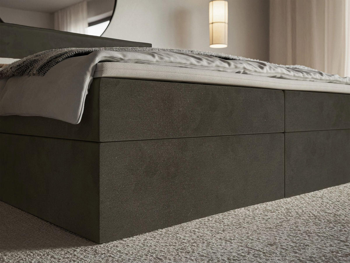 BOXBETT Softie Dunkelgrün Velours wasserabweisend 160x200 cm - Dunkelgrün, Textil (160/200cm) - Selsey