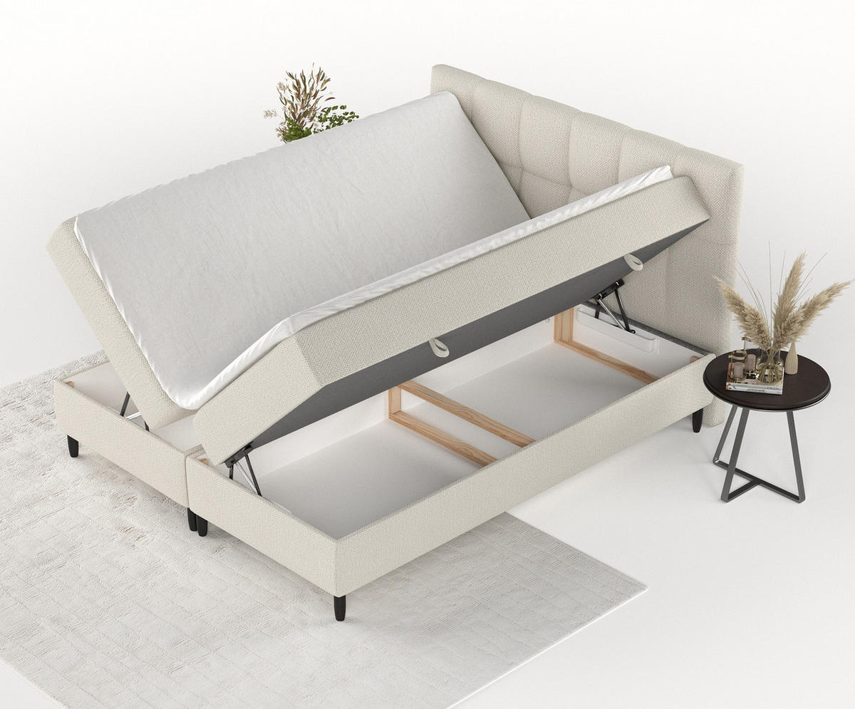 BOXBETT Arlette Beige 160/200 cm - Beige/Schwarz, Holz/Holzwerkstoff (160/200cm) - Maison de Reve