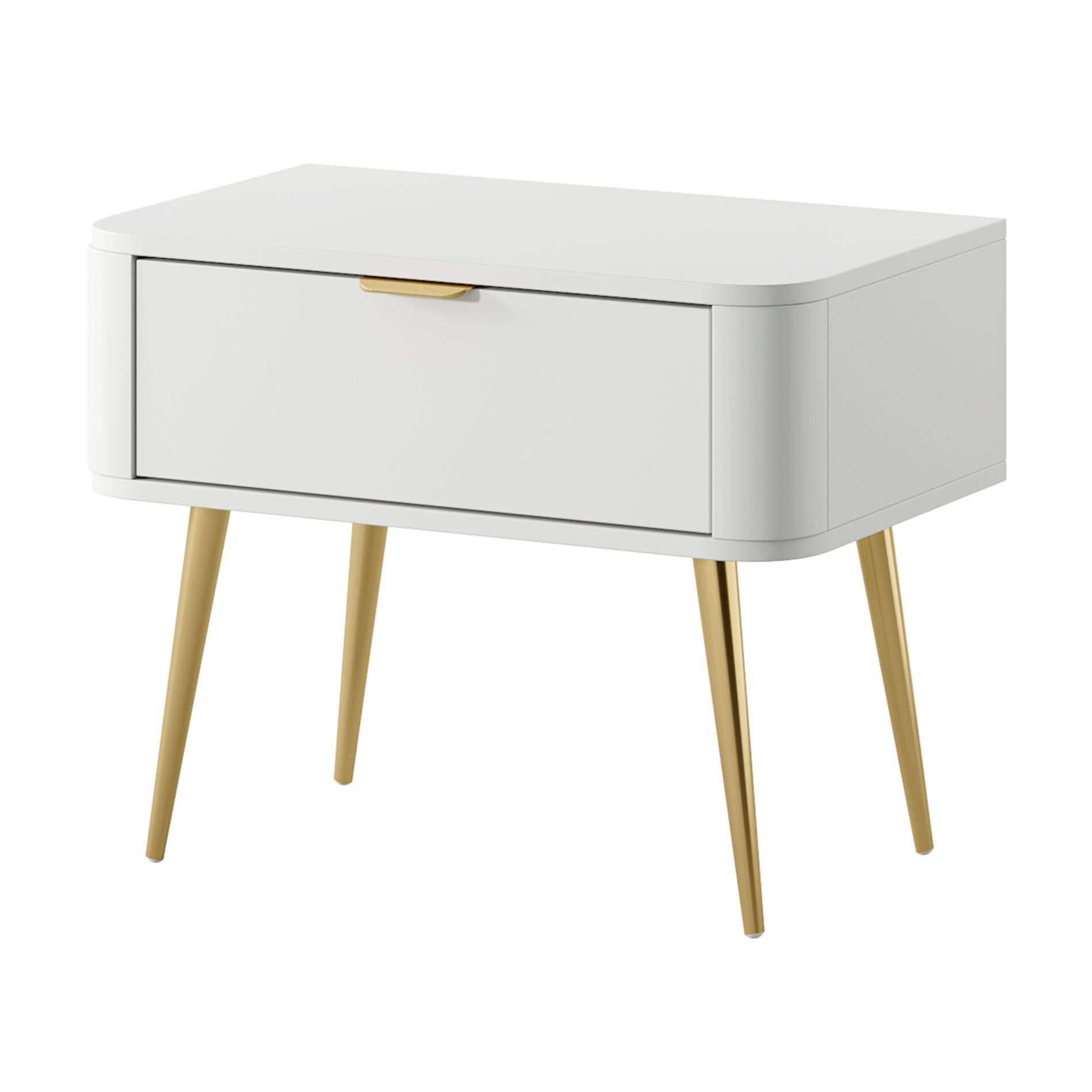 NACHTTISCH Oval Weiß 63 cm - Goldfarben/Weiß, Holzwerkstoff/Metall (62.6/49.2/38cm) - Selsey