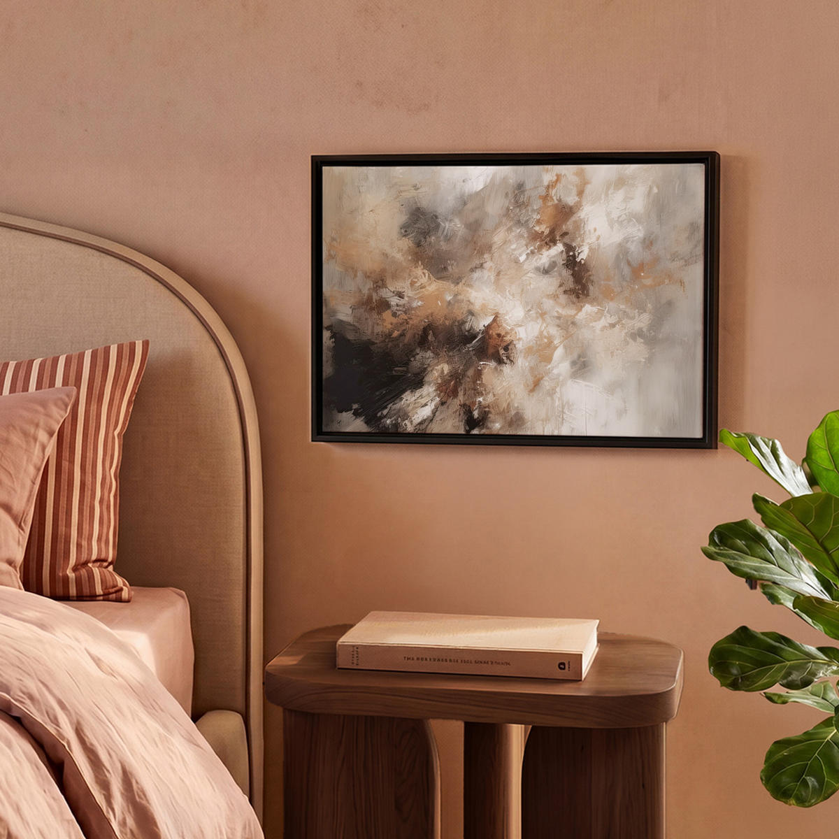 LEINWAND Bilder mit Rahmen - Farbe - Abstrakt - Beige - Kunst - 40x30 - Greige, Textil (40/30cm) - MuchoWow