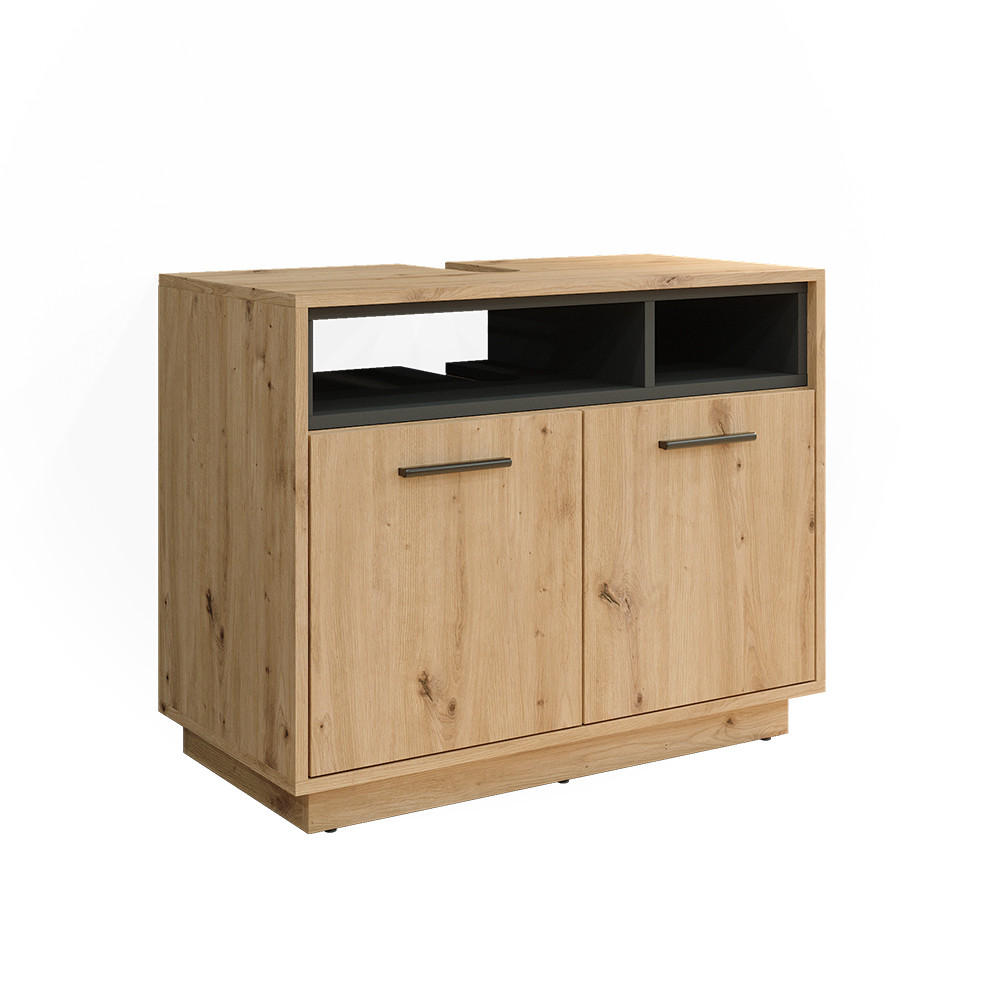 WASCHBECKENUNTERSCHRANK Beatrice Artisan Eiche/Anthrazit 80 x 64 cm - Anthrazit/Eiche Artisan, Holzwerkstoff (80/64/40cm) - Vicco