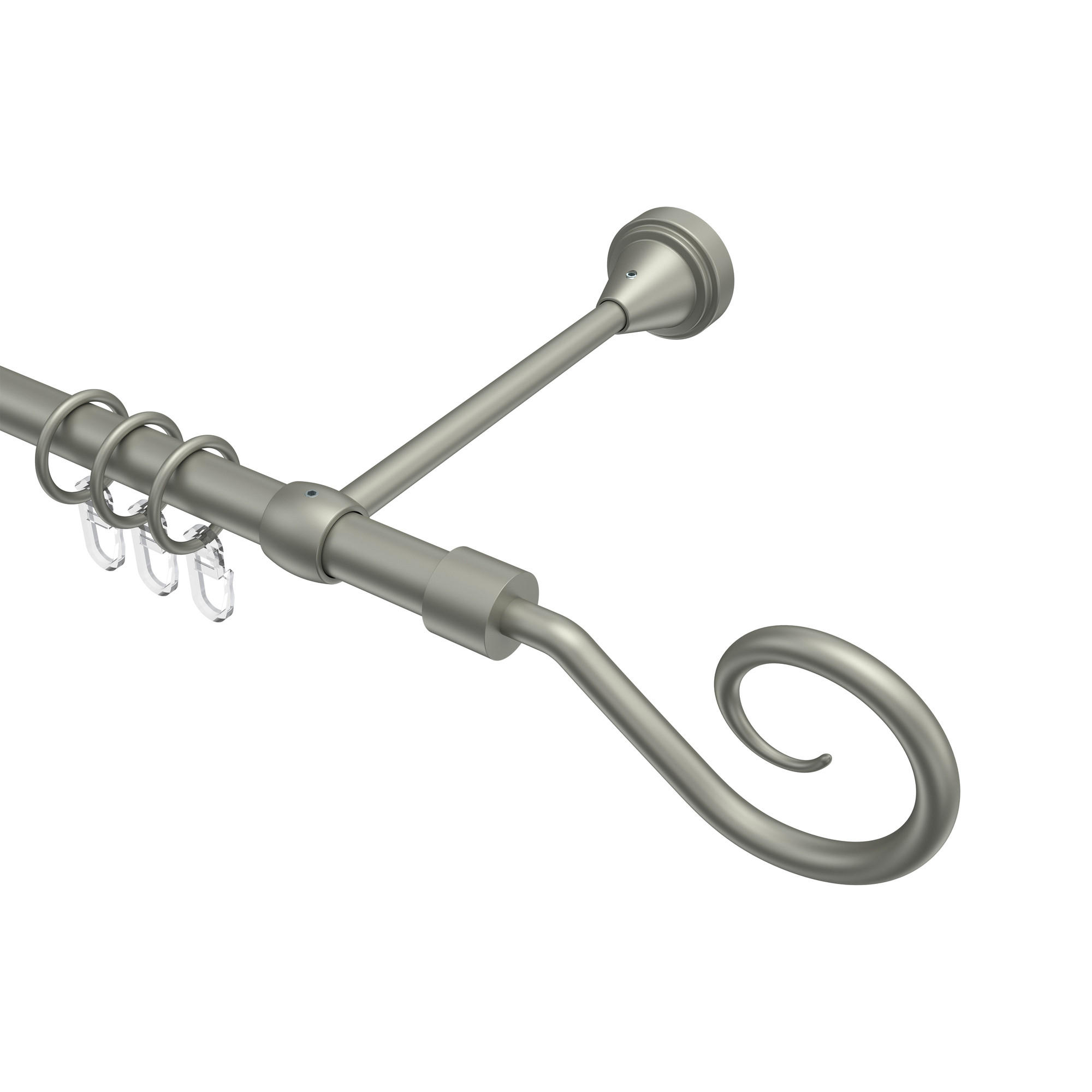 GARDINENSTANGE Primus Allegra 600 cm (geteilt in 3 x 200 cm), 1-läufig, 16 mm Ø Chrom matt - Chromfarben/Nickelfarben, Metall (600cm) - INTERDECO