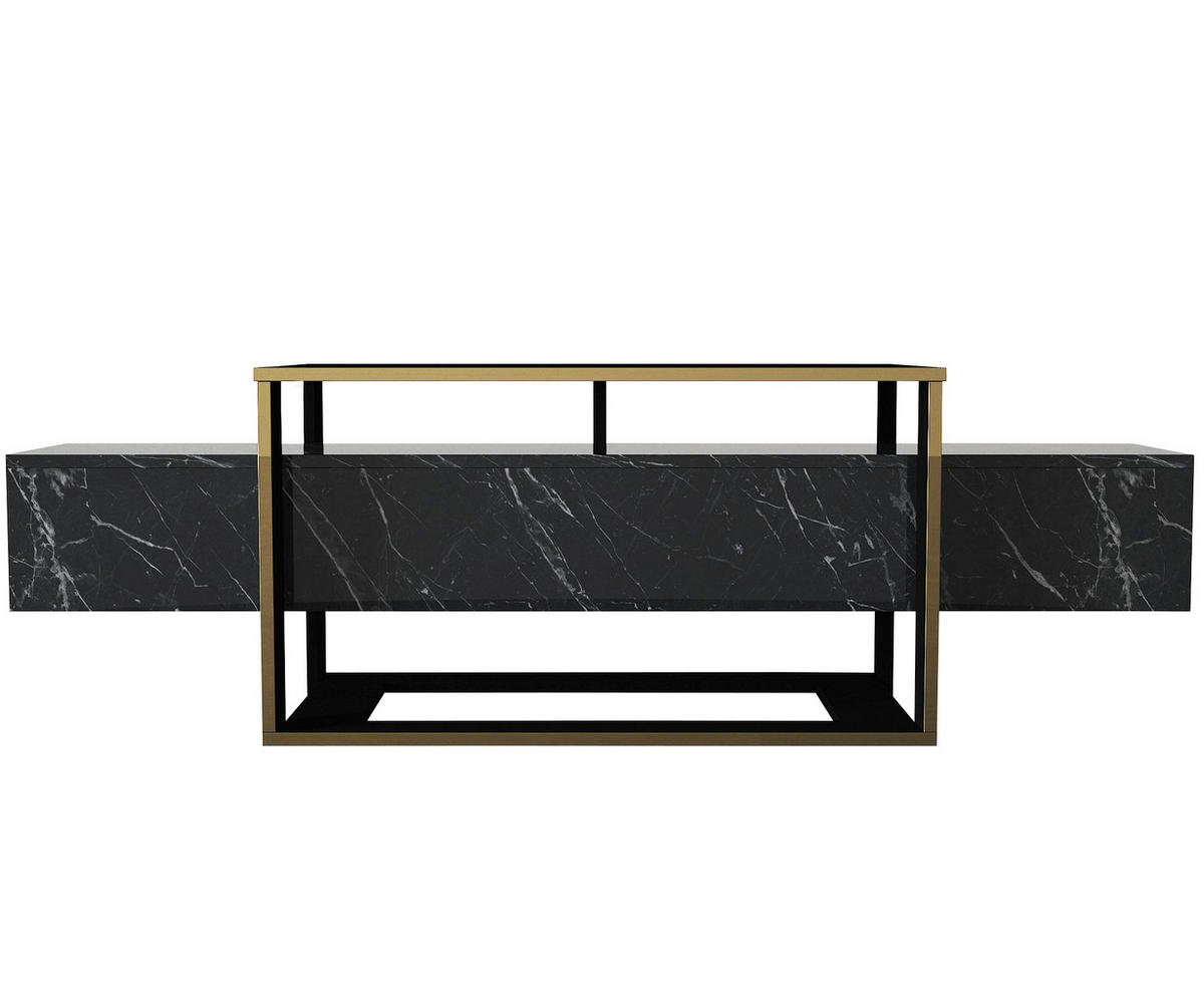 TV-LOWBOARD Bianco Marmor Optik - Schwarz, Holzwerkstoff (160/49.8/46.1cm) - moebel17