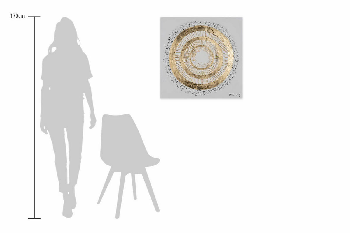 ACRYLBILD HANDGEMALT 60/60 cm - Goldfarben/Weiß, Holz/Textil (1/60cm) - KUNSTLOFT