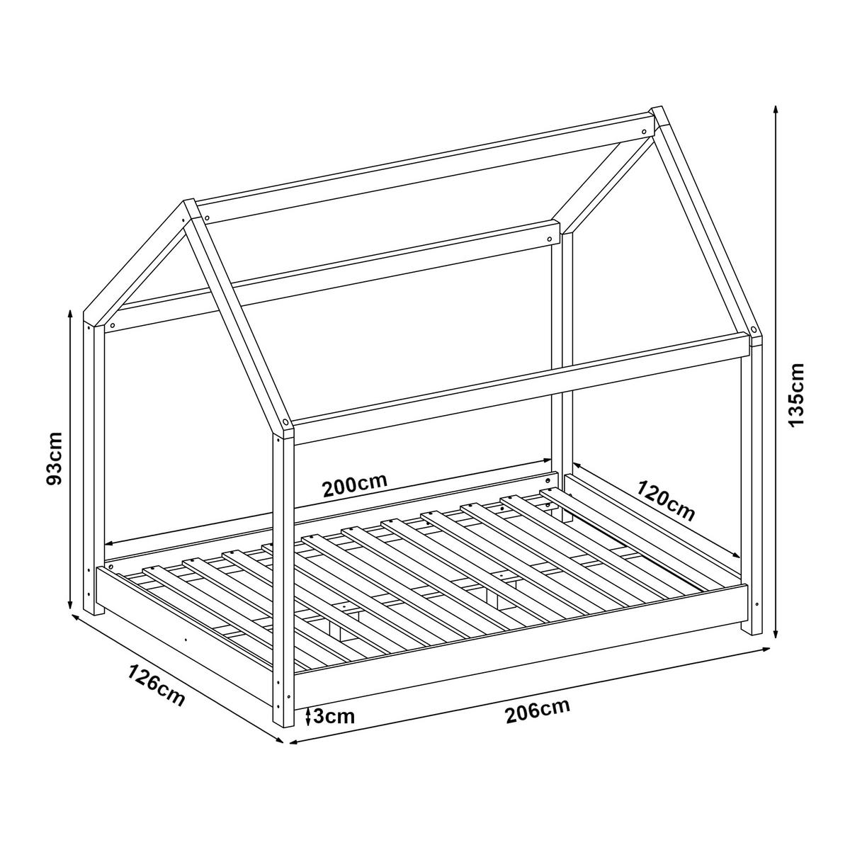 HAUSBETT Cerro - Rosa, Holz (120/200cm) - [en.casa]
