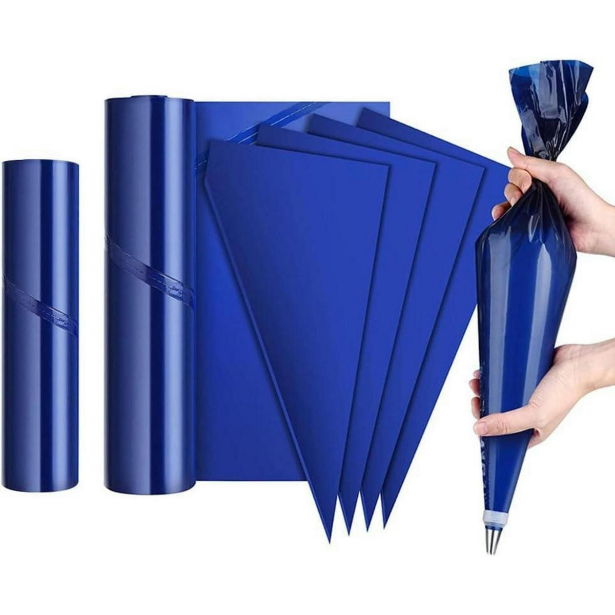 SPRITZBEUTEL Set 100-teilig mit 12 Edelstahl-Tüllen und 2 Adaptern - Blau, Kunststoff (25/1.2/52cm)