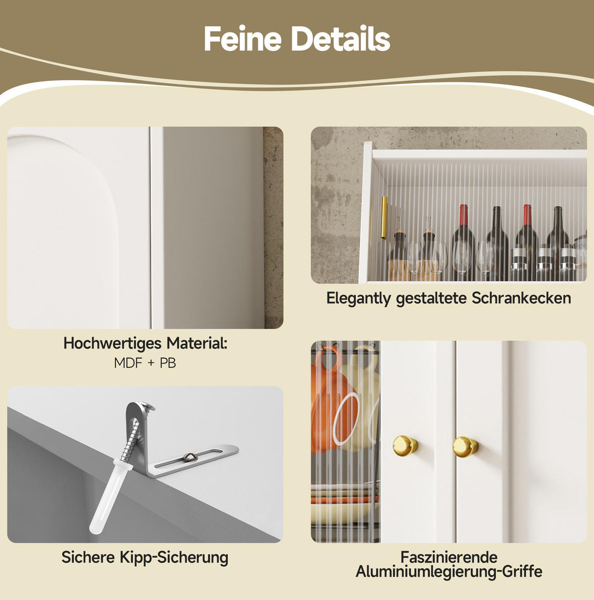ANRICHTE 120/180/40 cm Weiß aus MDF und Holzwerkstoff mit LED-Beleuchtung - Weiß, Holzwerkstoff (40/180/120cm) - OKMYHOME
