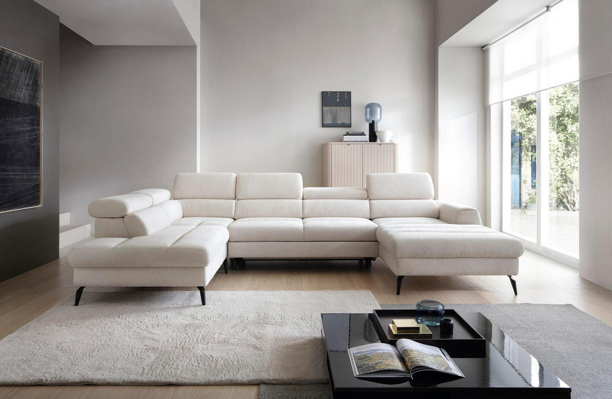 ECKSOFA JAZZ Beige 345x216x93 cm - Beige, Textil (345/216cm) - FURNLUX