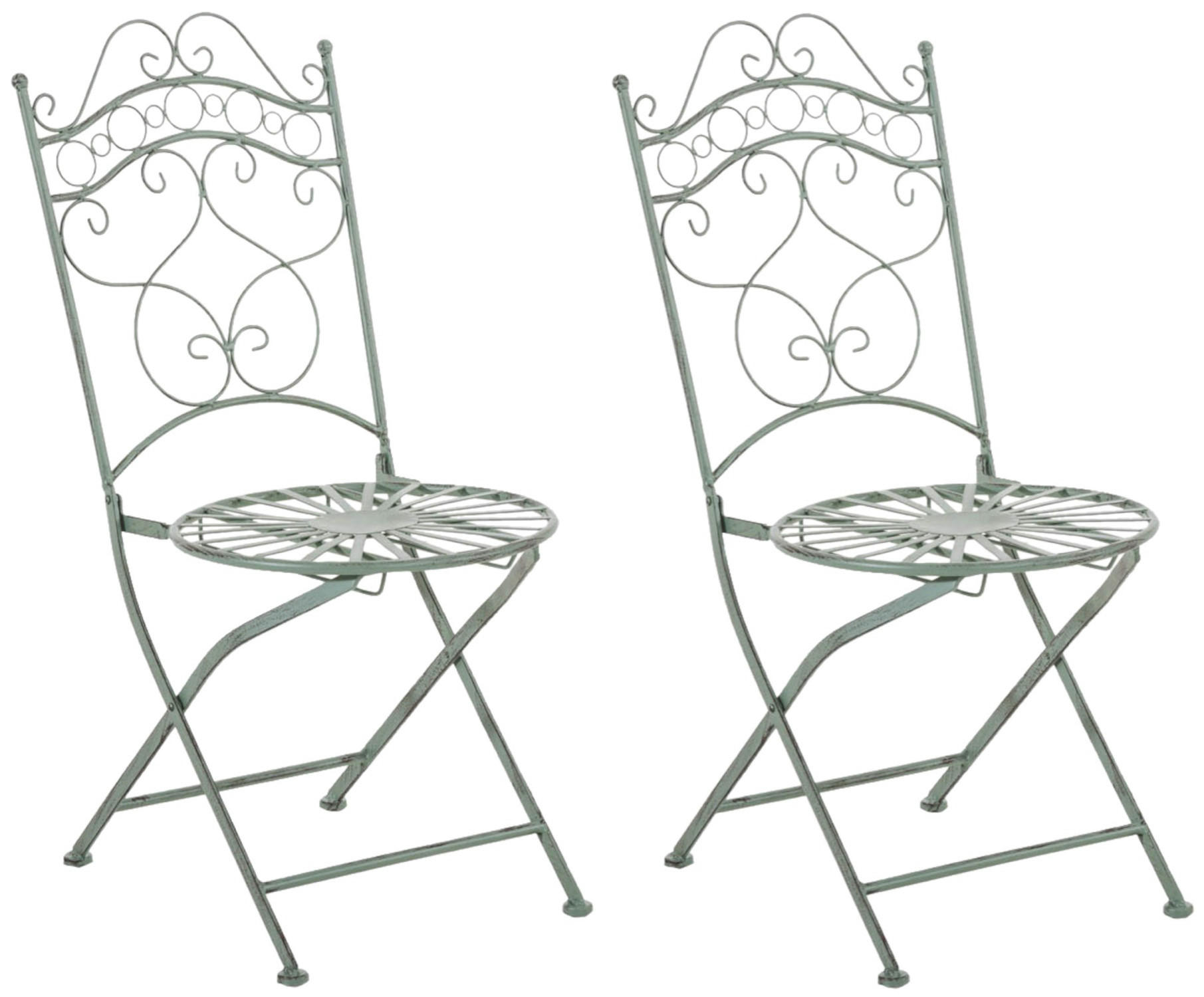 GARTENSTÜHLE Indi - 2er Set - antik-grün - Grün, Metall (40/50/92cm) - TPFGarden