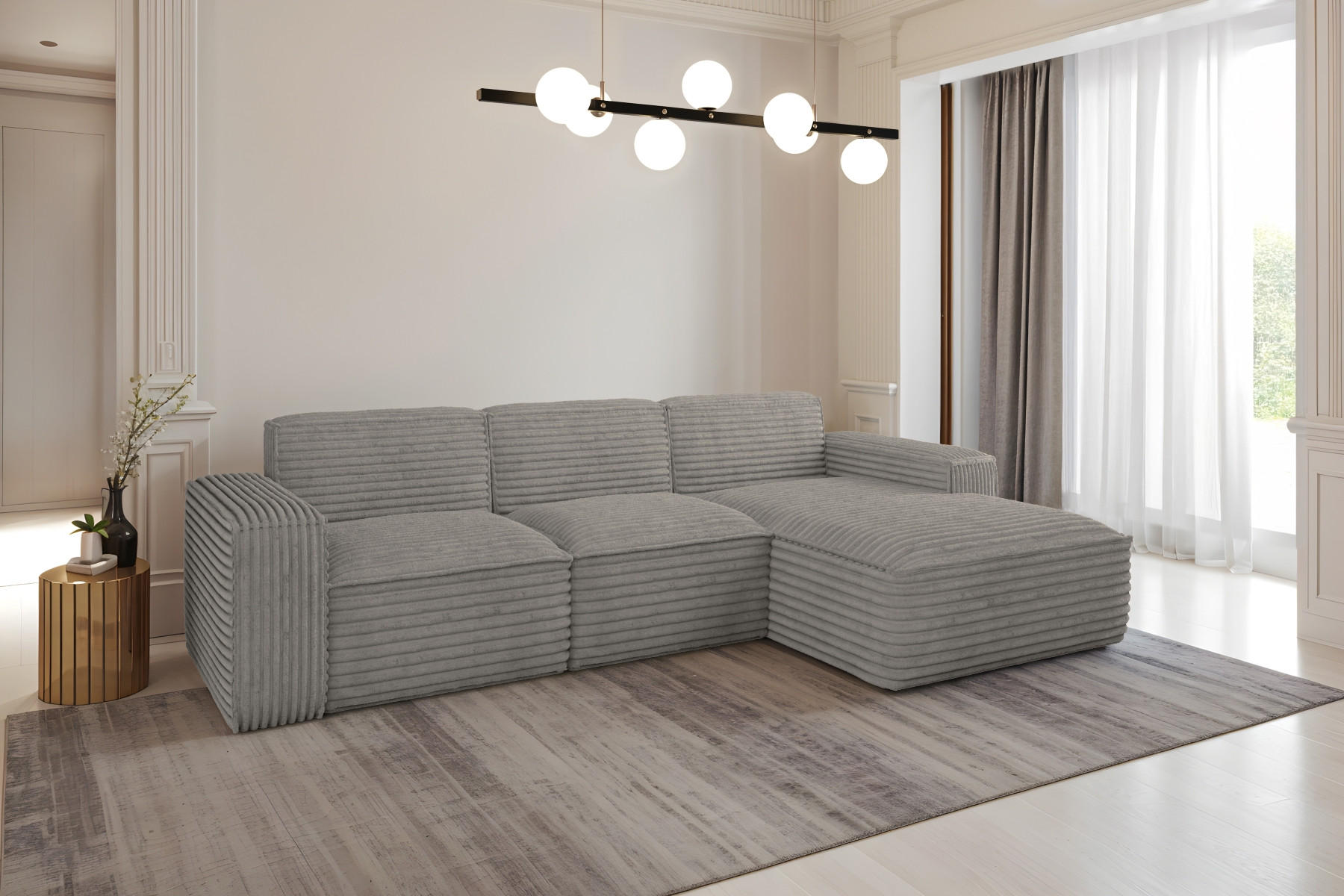ECKSOFA L-Form Siena Stoff Velo Grau Rechts - Grau, Holz/Kunststoff (266/165cm) - Kaiser Möbel