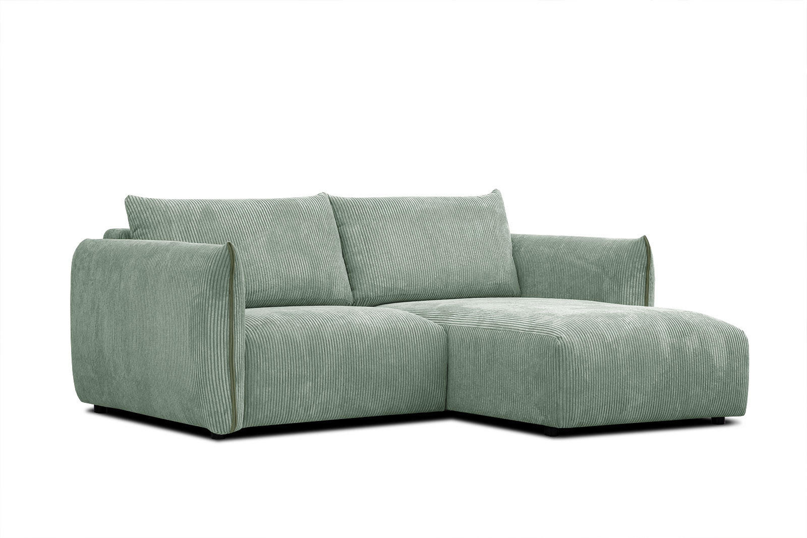 ECKSOFA TAUER 3-Sitzer, mintgrün - Schwarz/Mintgrün, Holzwerkstoff/Kunststoff (206/173cm) - Courtois Laville