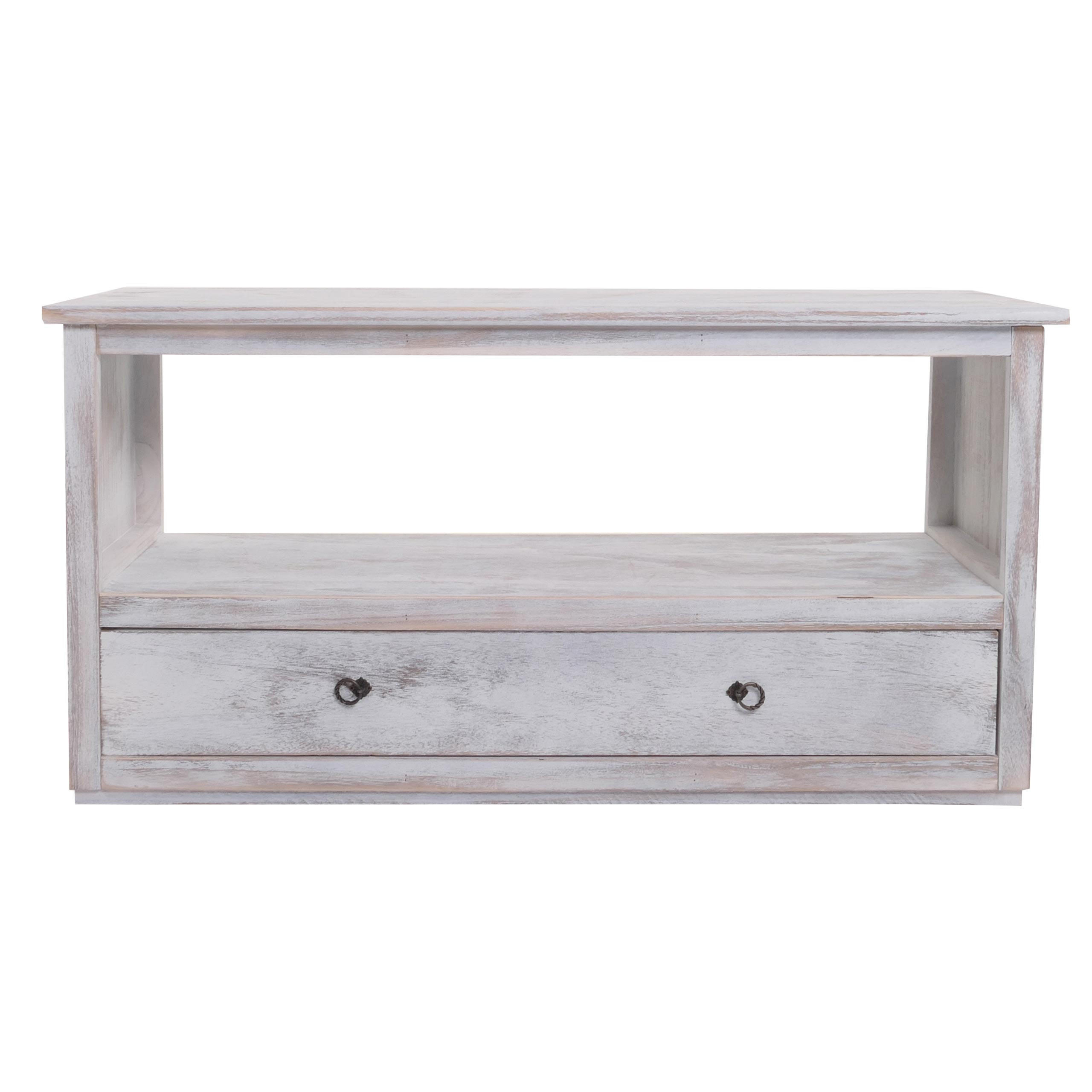 TV-RACK FERNSEHTISCH LOWBOARD Reinweiß - Weiß, Holz (110/53/39cm) - MCW
