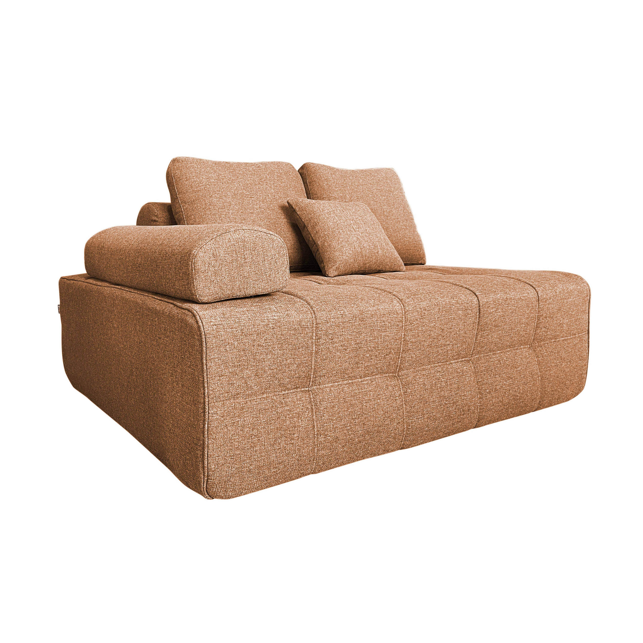 RECHTER SESSEL, Terrakotta - Braun, Textil (112/65/140cm) - Oviala