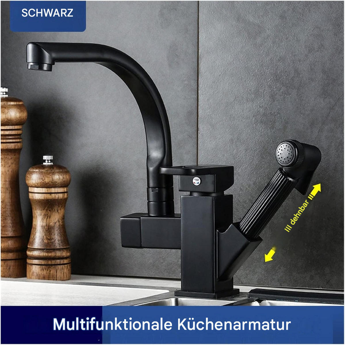 KÜCHENARMATUR, 25,5 x 23 cm, schwarz - Schwarz, Metall (42/6/23.5cm) - Vallsero