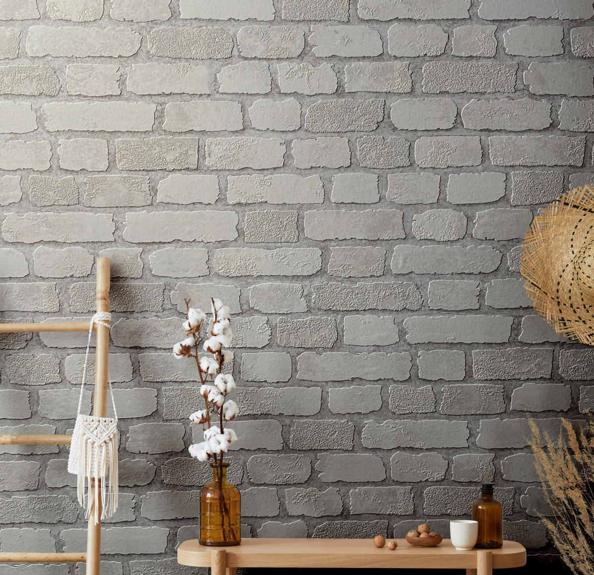 VLIESTAPETE Steinoptik Tapete weiß - Weiß, Papier (53/1005cm) - marburg