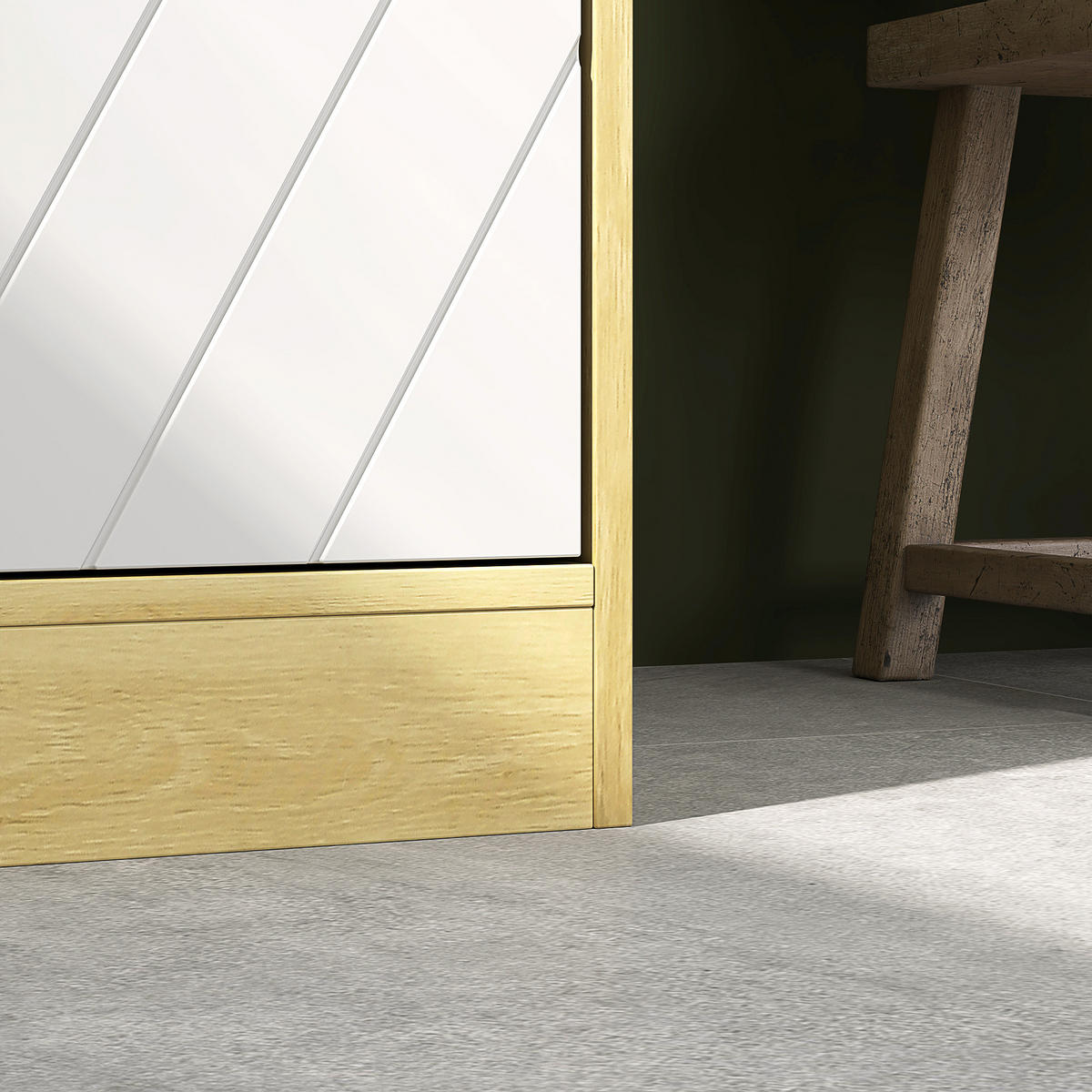 HOCHSCHRANK DE-12489 30/24/170 cm Eiche hell / Weiß - Weiß, Holzwerkstoff (24/170/30cm) - ComfortXL