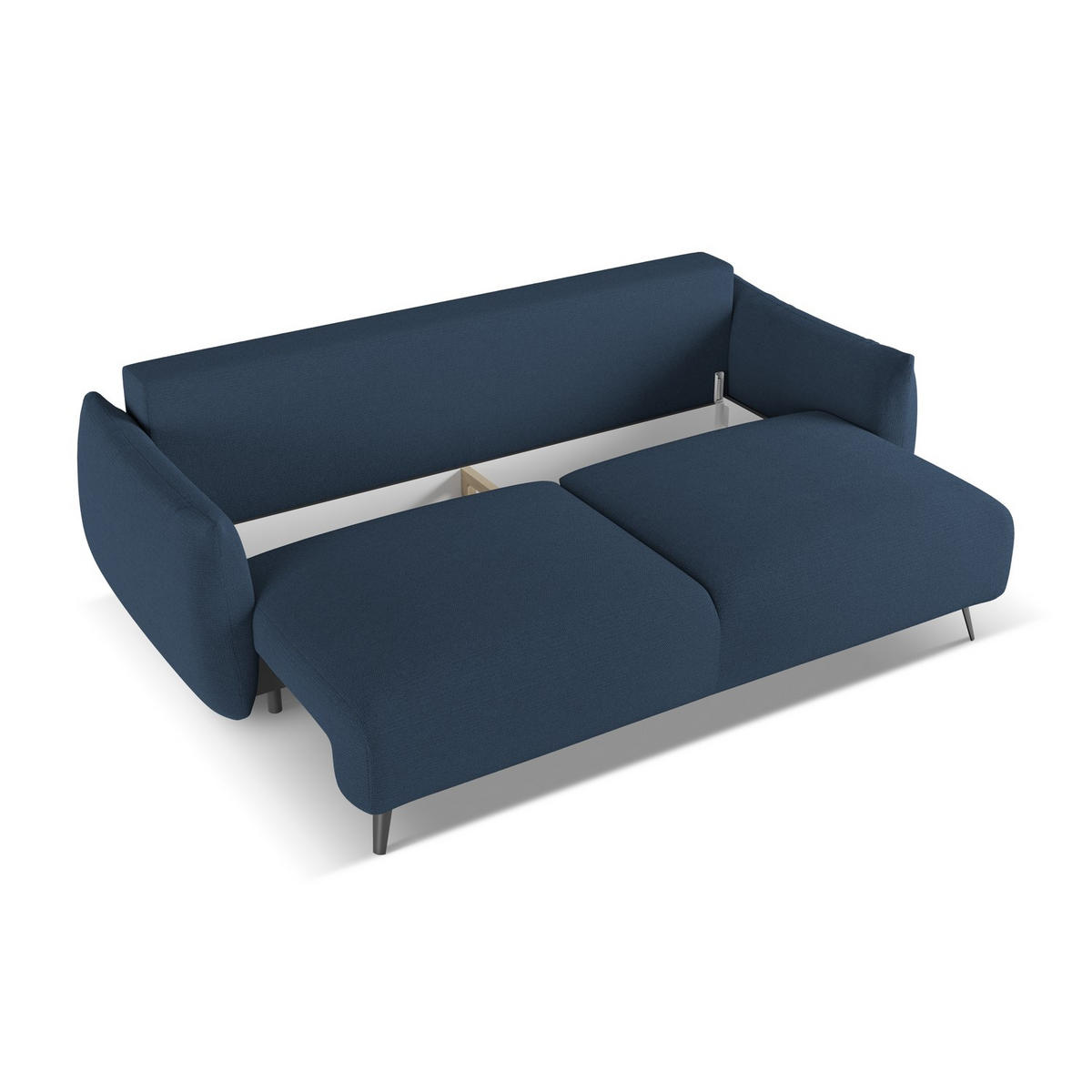 3-SITZER SOFA mit Schlaffunktion Chenille Stoff Blau - Blau/Schwarz, Textil/Metall (230/86/105cm) - LaMiaSofa