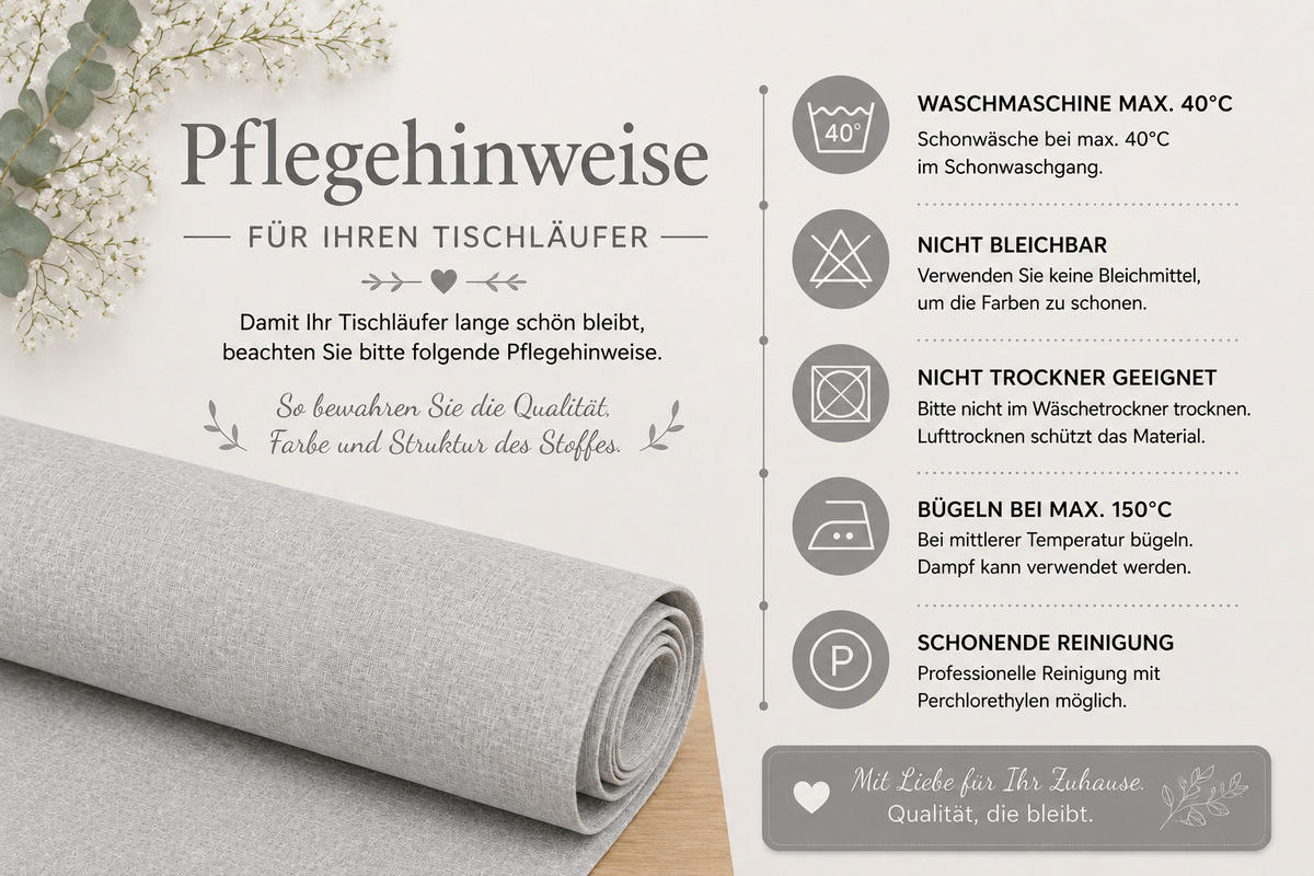 TISCHLÄUFER 40/100 cm Silber Leinenoptik - Silberfarben, Textil (40/100cm) - TiborTex