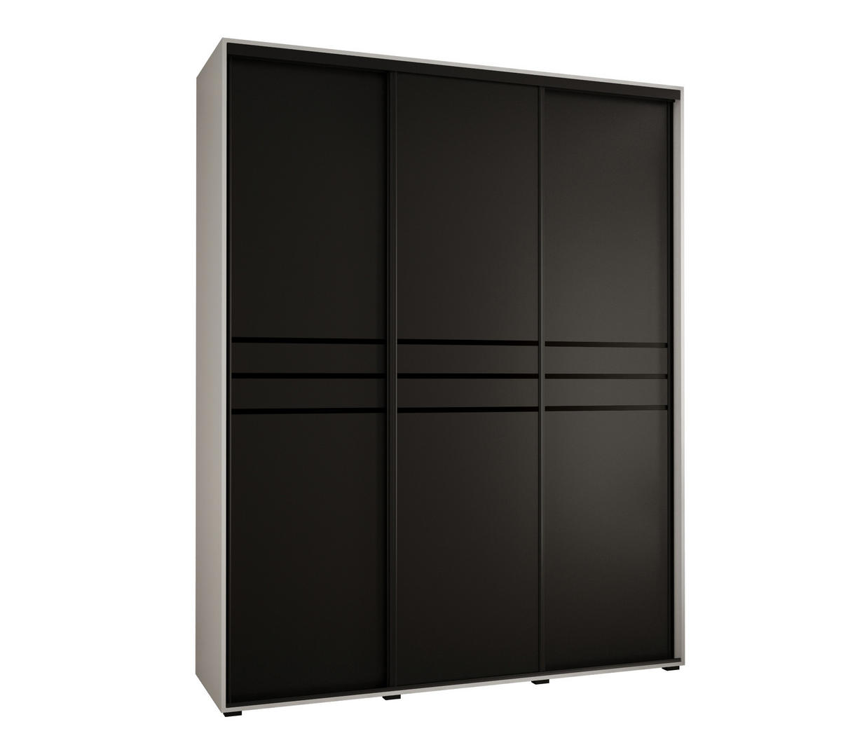 SCHWEBETÜRENSCHRANK 235,2/190/60 3-türig - Schwarz/Weiß, Holz/Metall (190/235/60cm) - Abiks Möbel