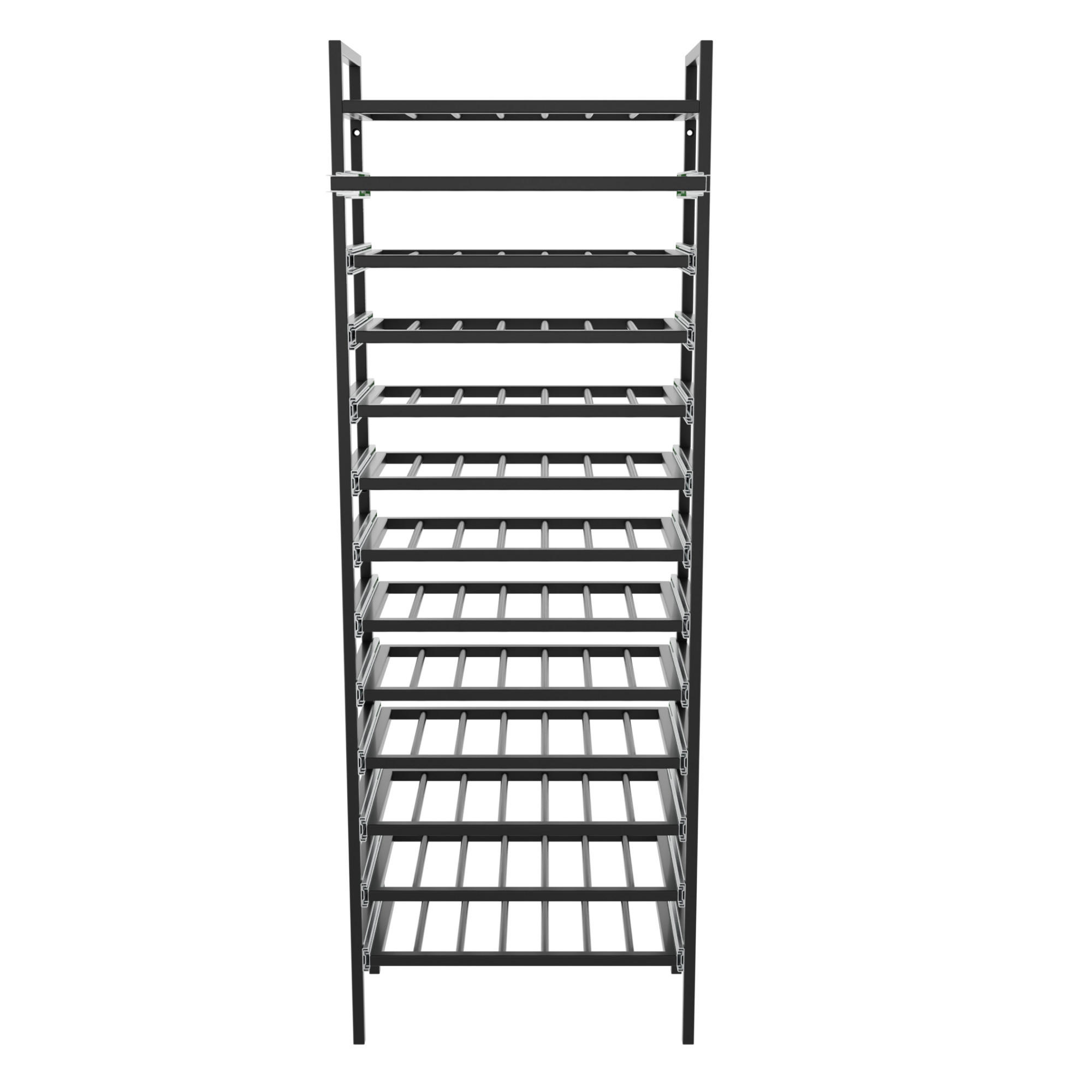 WEINREGAL Amarone Metall,Schwarz, Für 91 Weinflaschen 170/60/30cm - Schwarz, Metall (30/170/60cm) - Metalo Pro