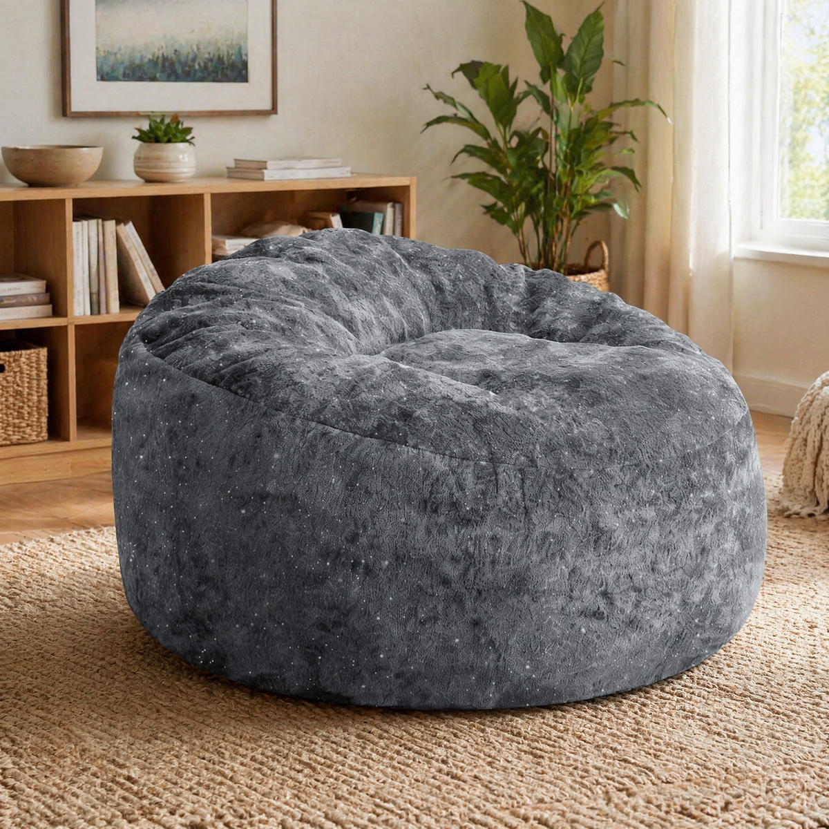 SITZSACKSESSEL mit hoher Rückenlehne Grau - Grau, Kunststoff (103/65/103cm) - Beauniv