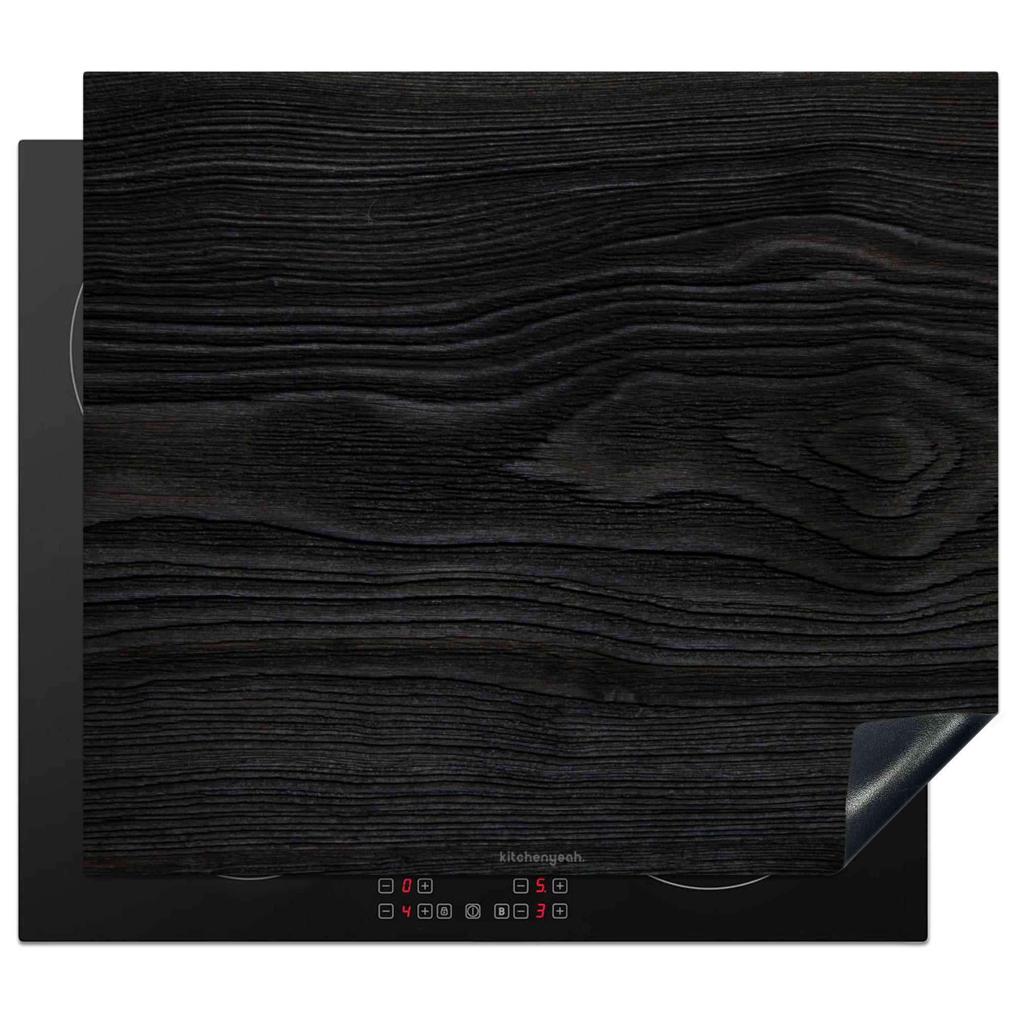HERABDECKPLATTE - Schwarz - Holzoptik - 60x50 - Schwarz, Kunststoff (60/50/0.2cm) - MuchoWow