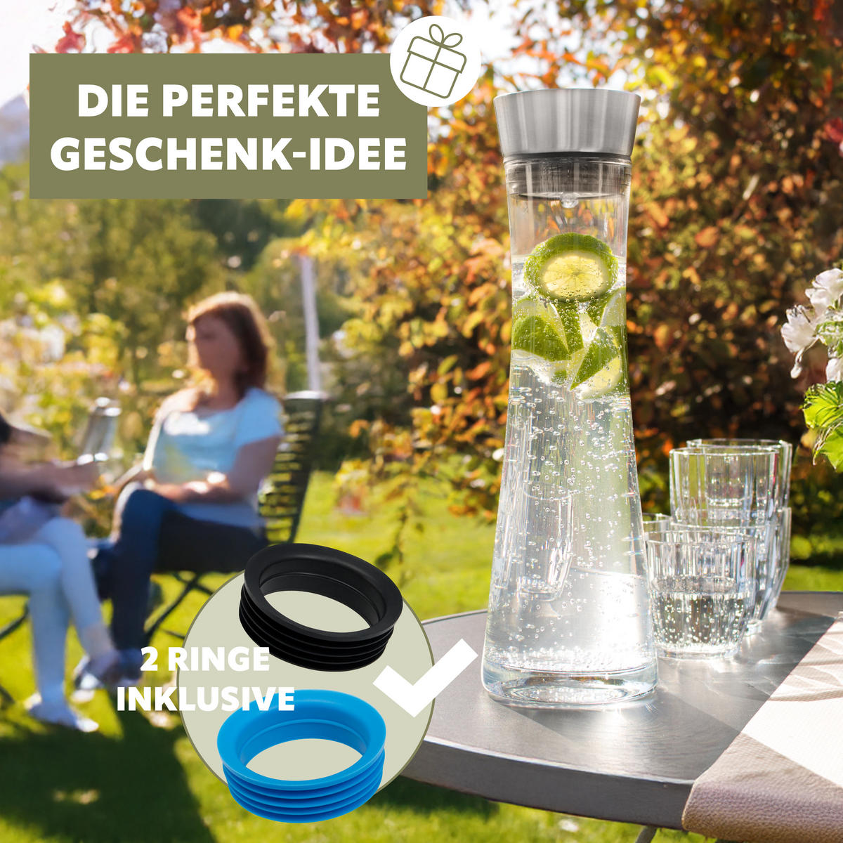 GLASKARAFFE Svea 1,2 Liter, blau - Blau, Glas (1.2L) - bremermann