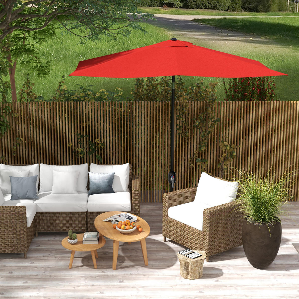 SONNENSCHIRM Rot 290/200/248 cm - Rot, Metall (290/200cm) - PANGIVO