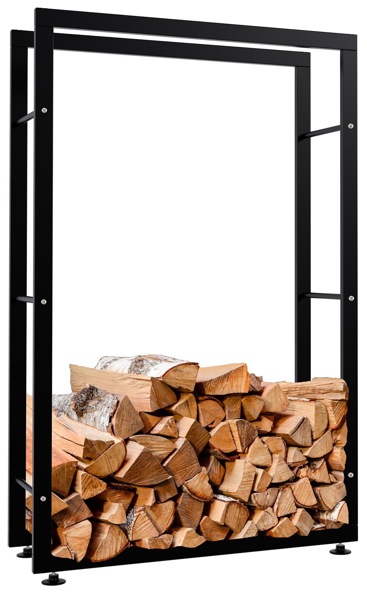 Deluke Kaminholzregal Schwarz 80x125x25 cm